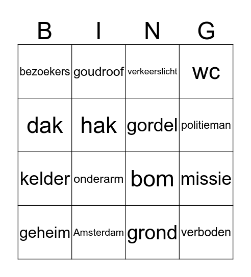 Geheim agent Oma, De grote goudroof Bingo Card