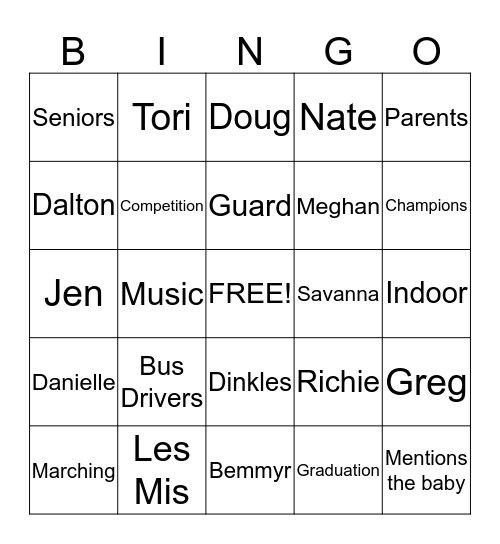 Senior Bingo Card