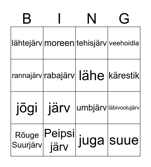 JÄRVED Bingo Card