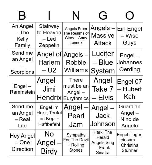 Musik-Bingo-Engel Bingo Card