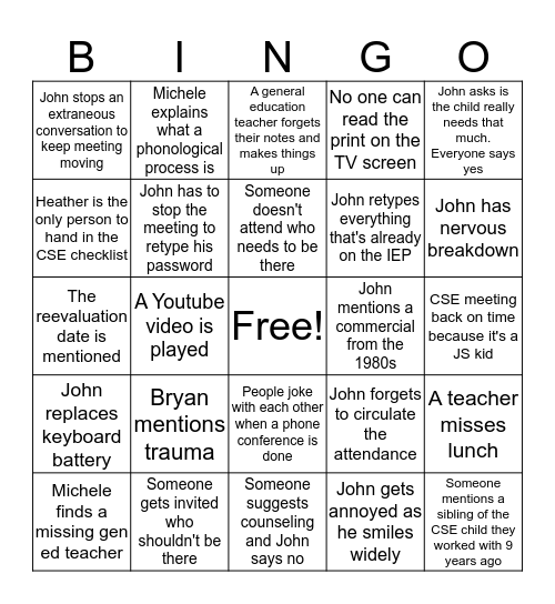 Annual Review Bingo Card