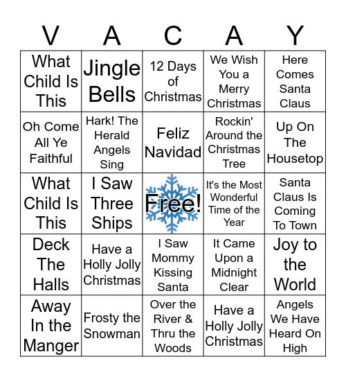 HOLIDAY BINGO Card