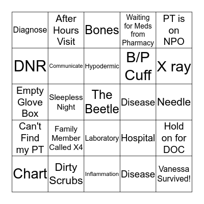 Vanessa's Done With Nursing School! Bingo Card