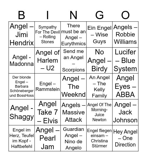 Musik-Bingo-Engel Bingo Card