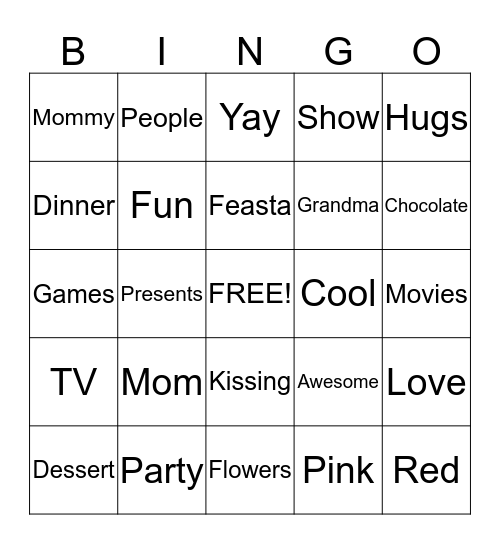 Mothers dayingo Bingo Card