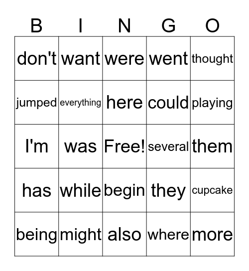 Trick words Bingo Card