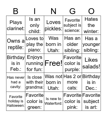 Icebreaker Bingo Card