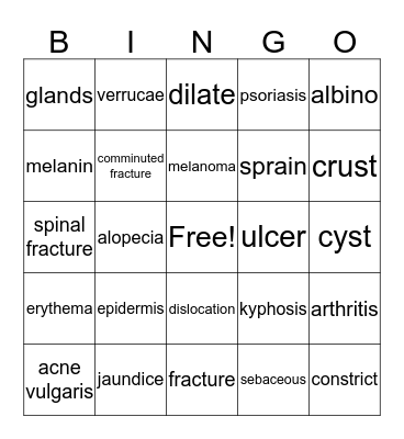 Clinical Health  Bingo Card