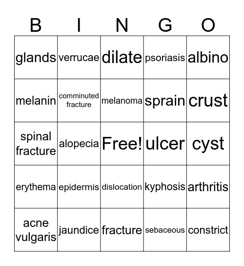 Clinical Health  Bingo Card