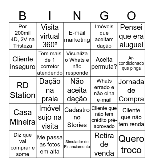 Um dia na JHD Bingo Card