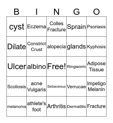 Clinical Health Bingo Card