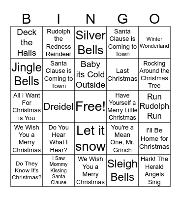 Holiday Bingo Card