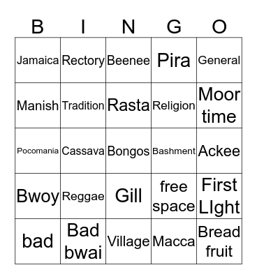 All about jamaica Bingo Card