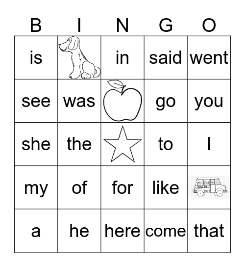 Power Words Bingo Card