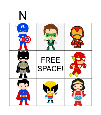 Superhero Bingo Card