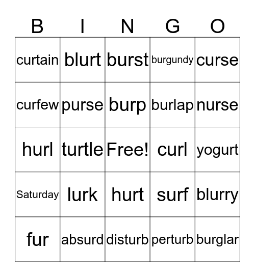 Bossy UR Bingo  Bingo Card