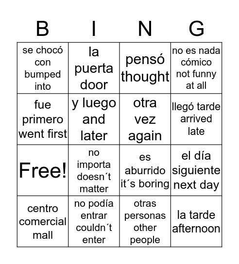 antipático Bingo Card