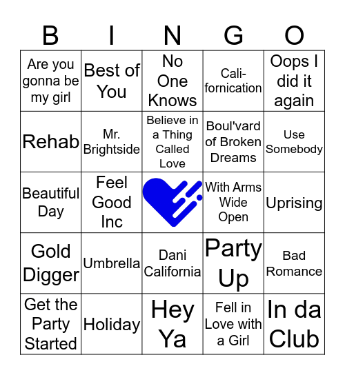 00s Music Bingo Card