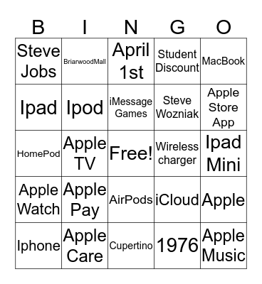 APPLE BINGO Card