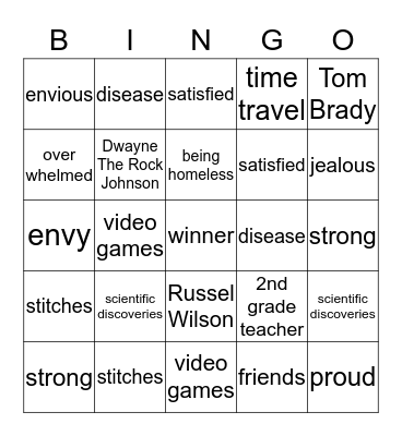 Elijah's Bingo Game Bingo Card