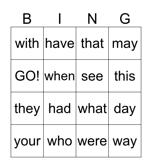 Seeing Stars Set 2 Bingo Card