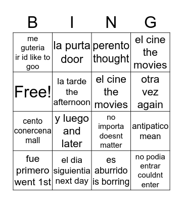 antipatico Bingo Card