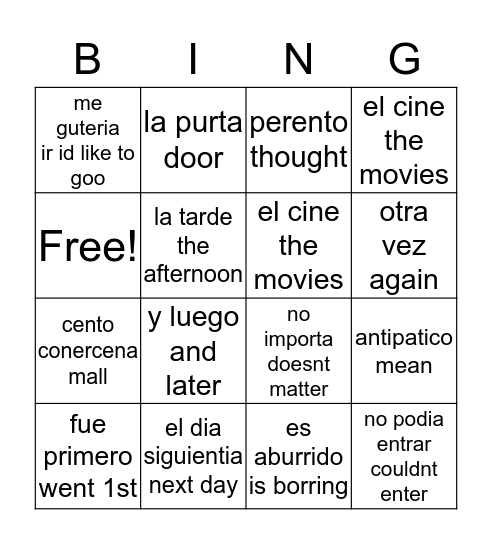 antipatico Bingo Card