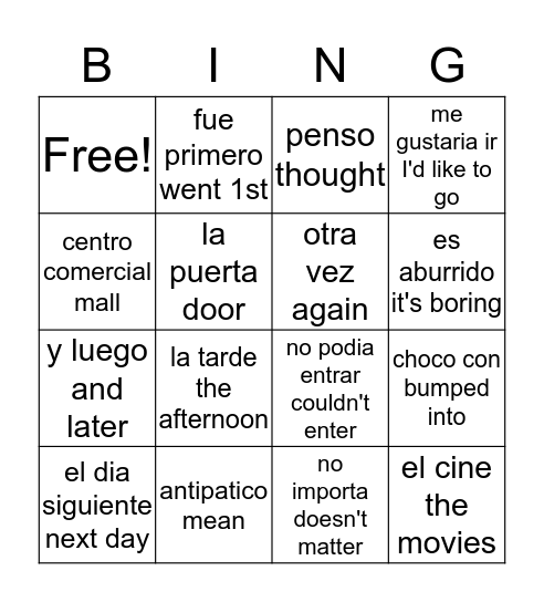 antipatico  Bingo Card