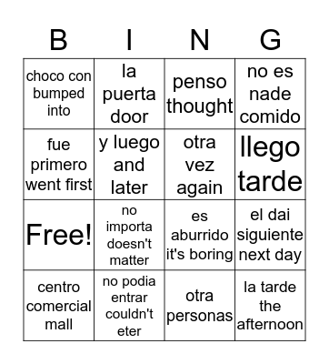 Antipatico Bingo Card