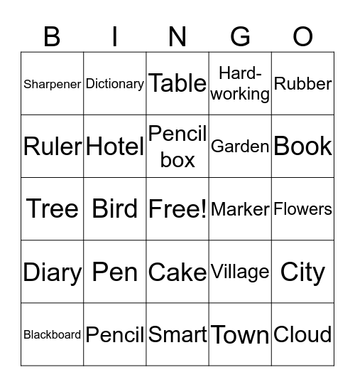 Vocabulary Lesson 3 Bingo Card