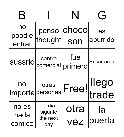 antipatico Bingo Card