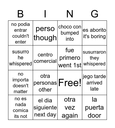 ANTIPATICO Bingo Card
