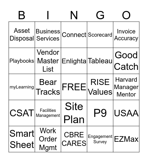 CBRE | USAA Bingo Card