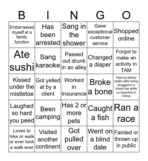 Gallen Insurance Holiday Party 2019 Bingo Card