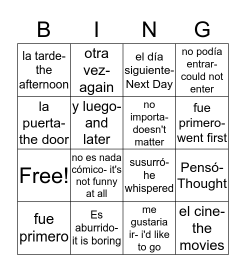 un chico antipatico Bingo Card