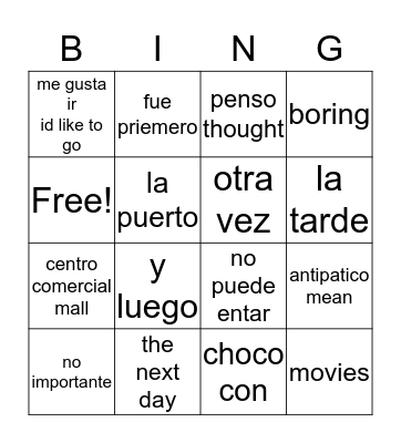 antipatico Bingo Card