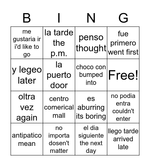 antipatico  Bingo Card