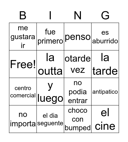 antipatico Bingo Card