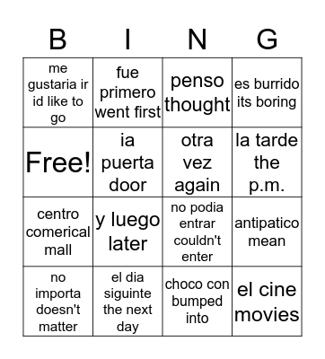 antipatico Bingo Card