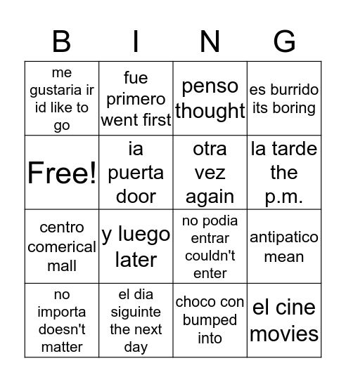 antipatico Bingo Card