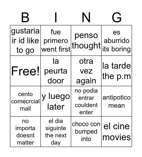 antipatico  Bingo Card