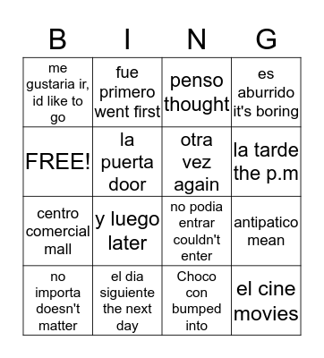 antipatico Bingo Card