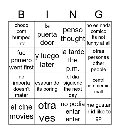 antipatico  Bingo Card