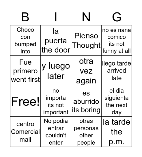 antipático bing  Bingo Card