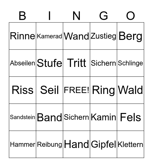 KV Hacke und Spitze Bingo Card