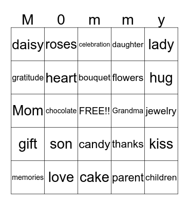 Mommy Bingo Card