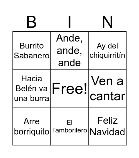 Villancos Bingo Card