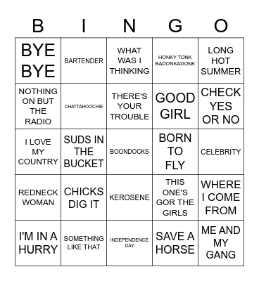 FUN COUNTRY Bingo Card