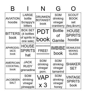 HOUSE SPIRITS PDX  Bingo Card