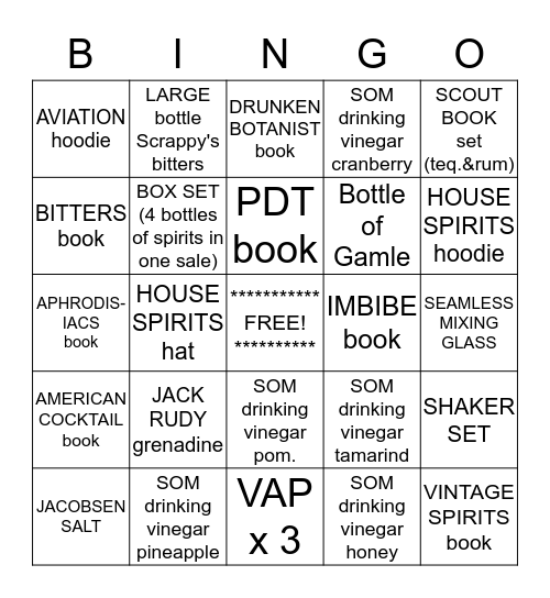HOUSE SPIRITS PDX  Bingo Card